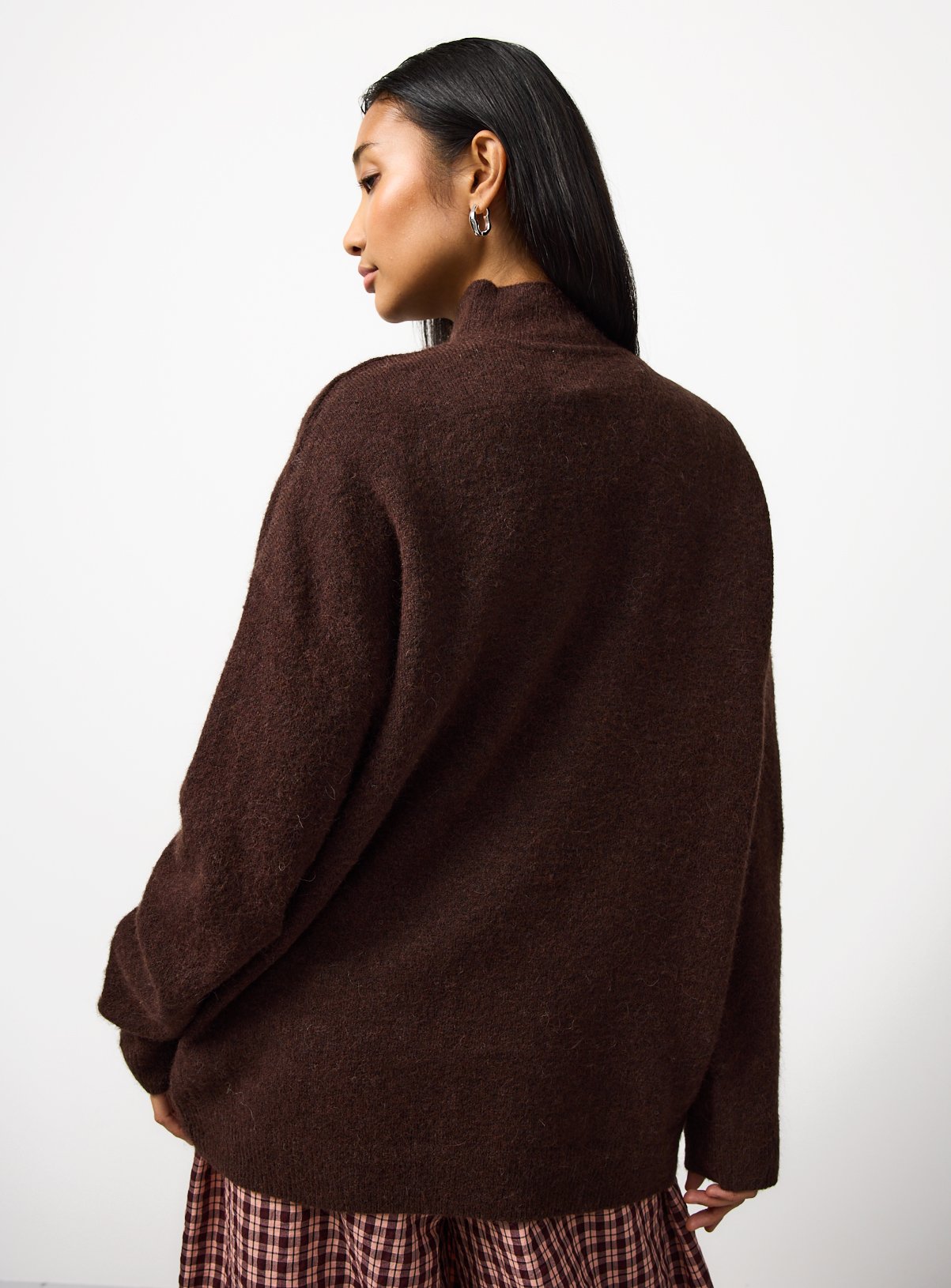 Dark Brown Jersey Turtle Neck Jumper XL - Image 4 thumbnail